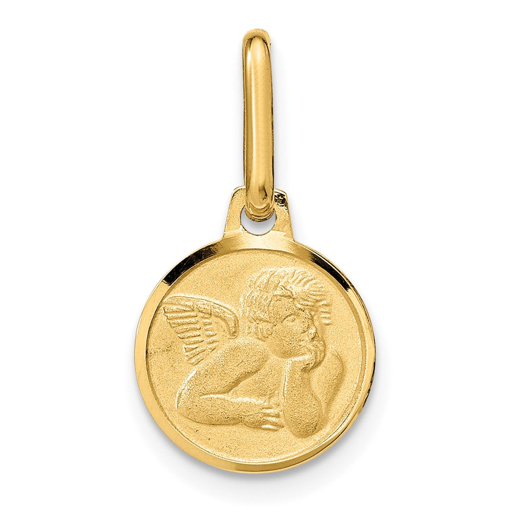 14K Yellow Gold Polished And Matte Angel Pendant