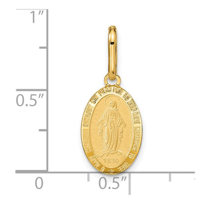 14K Yellow Gold Polished And Matte Oval Miraculous Medal