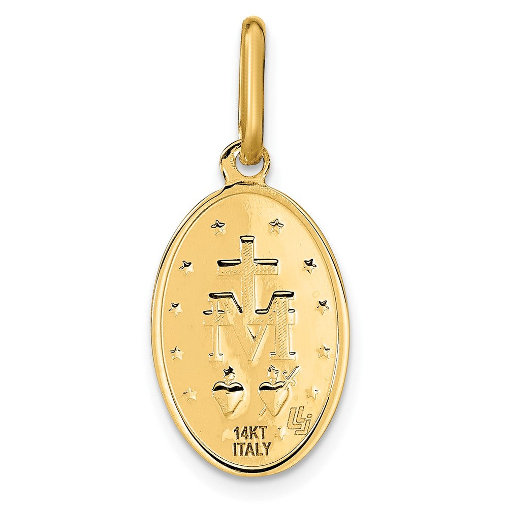 14K Yellow Gold Polished And Matte Oval Miraculous Medal