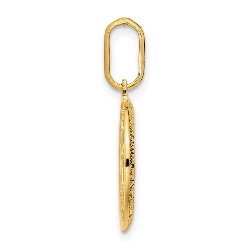 14K Yellow Gold Polished And Matte Round Miraculous Medal