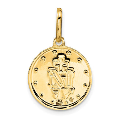 14K Yellow Gold Polished And Matte Round Miraculous Medal