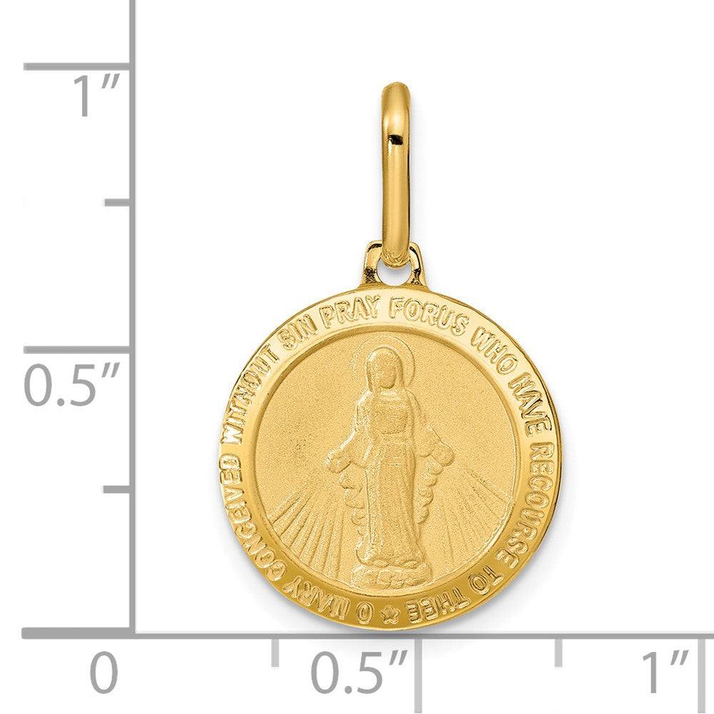 14K Yellow Gold Polished And Matte Round Miraculous Medal