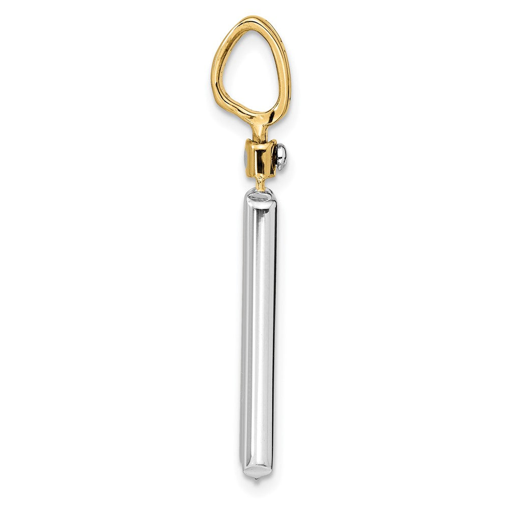 14K Two Tone Brushed Cross Dog Tag Pendant