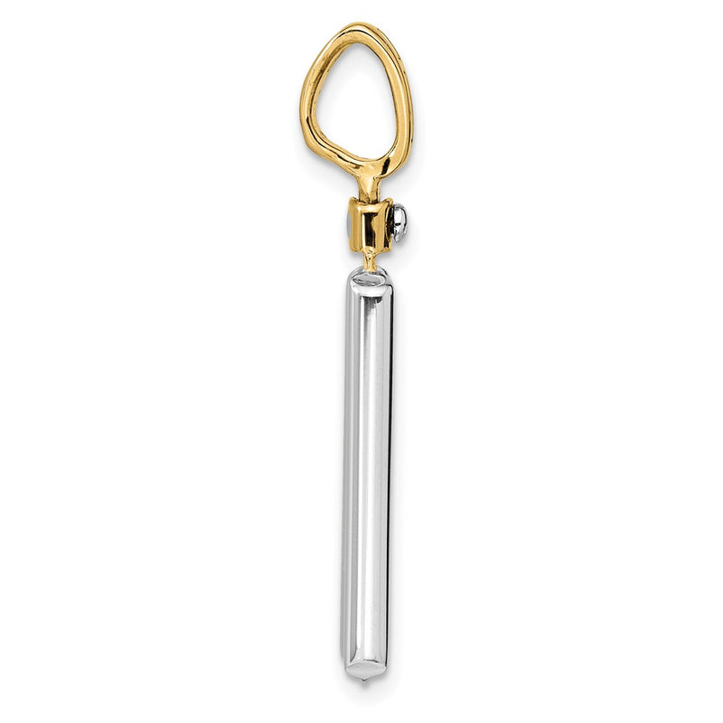 14K Two Tone Brushed Cross Dog Tag Pendant