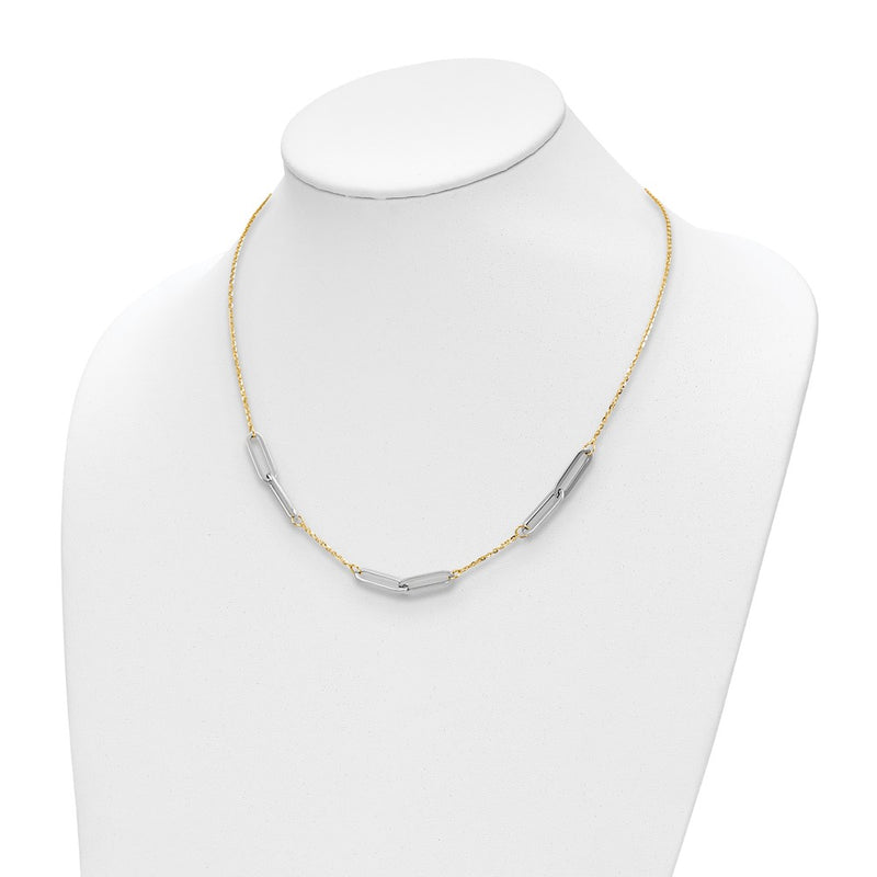 14K Two Tone Polished Ext. Chain Necklace