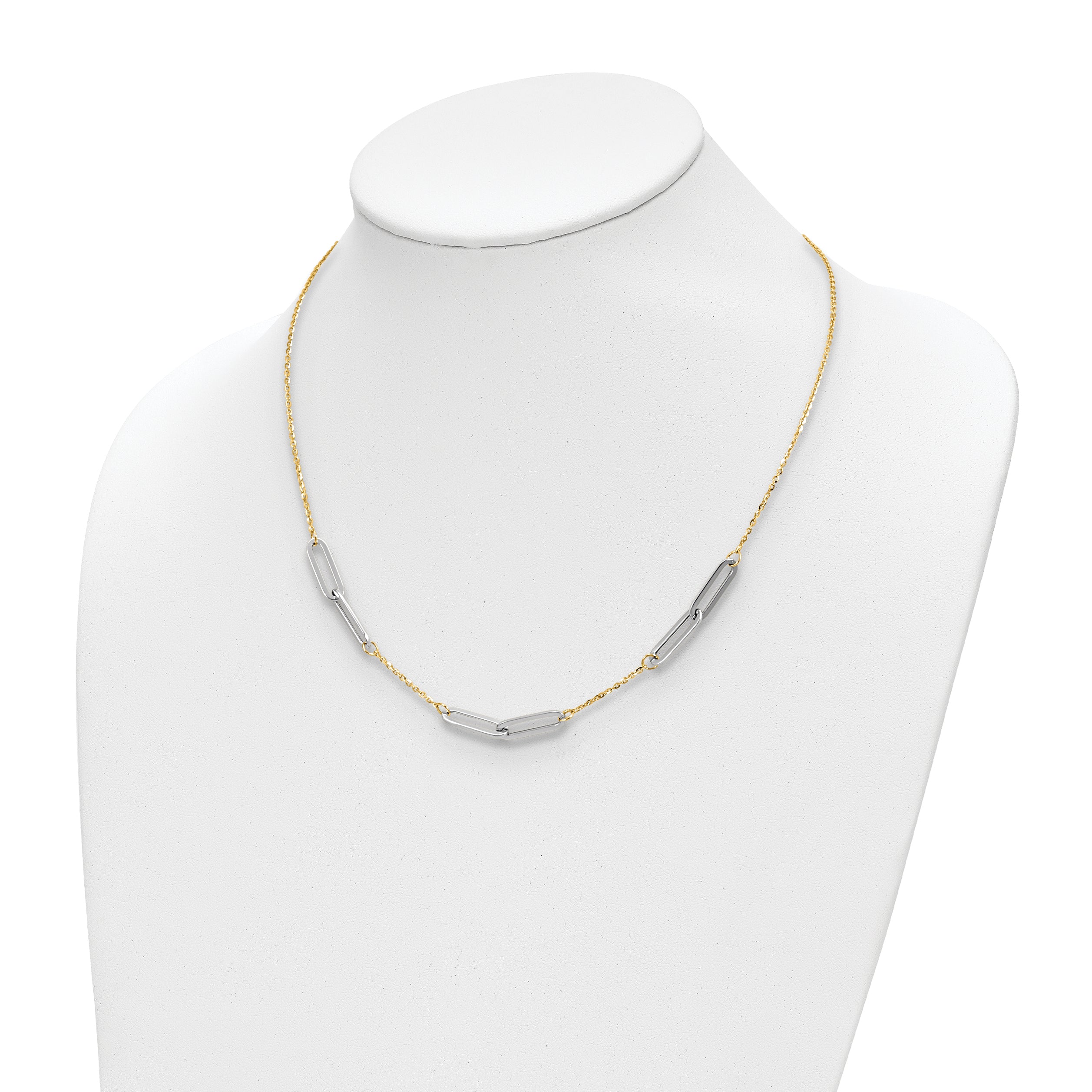 14K Two Tone Polished 1In Ext. Necklace