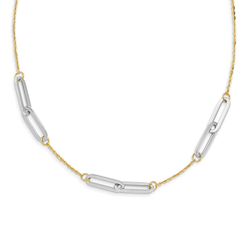 14K Two Tone Polished Ext. Chain Necklace