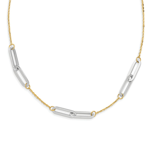 14K Two Tone Polished 1In Ext. Necklace