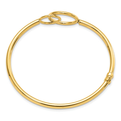 14K Yellow Gold Polished Double Circled Hinged Bangle