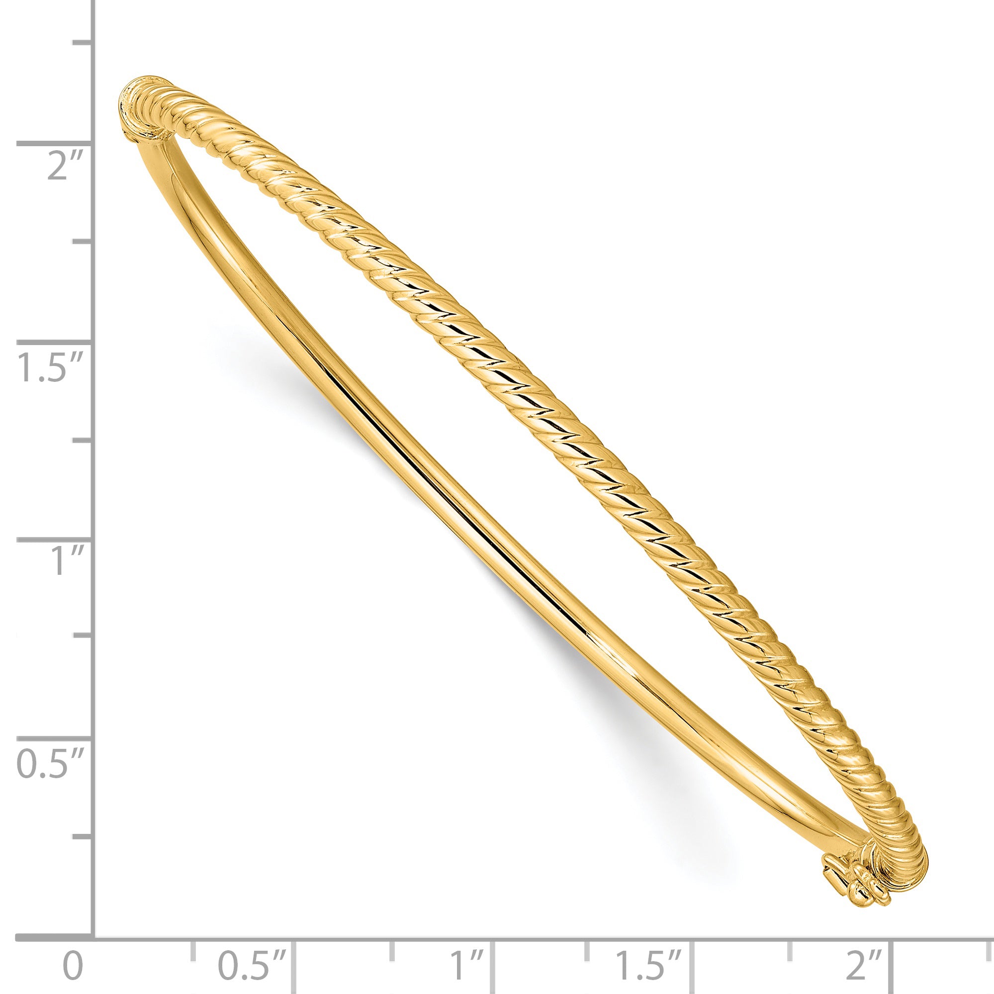 14K Yellow Gold Polished Textured Hinged Bangle
