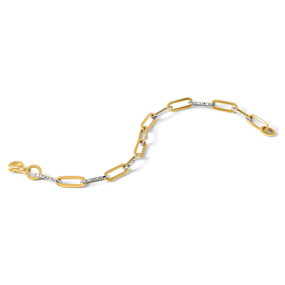 14k-yellow-rhodium-white-polished-diamond-cut-link-bracelet-lf1646-7-5