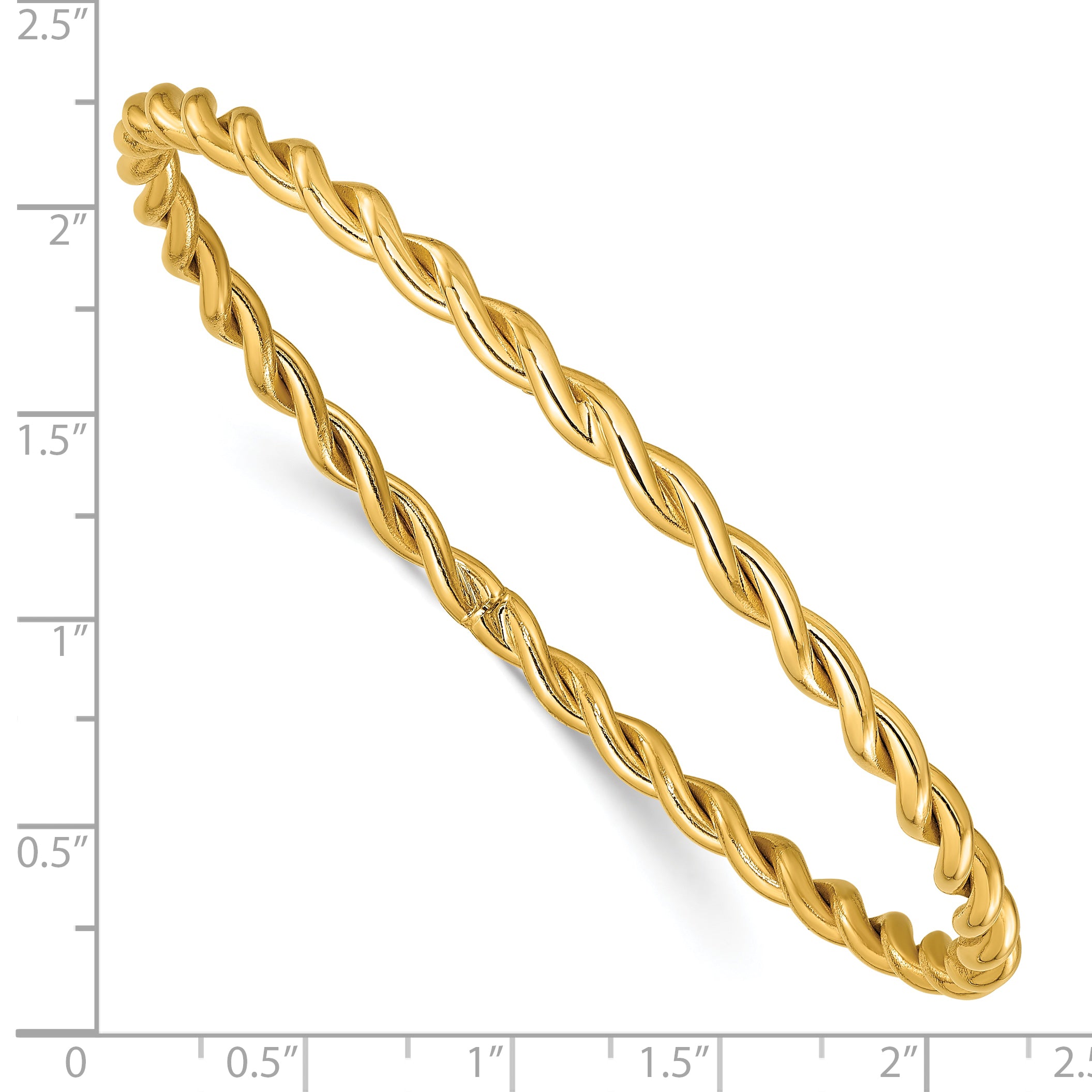 14K Yellow Gold Polished Twist Slip On Bangle