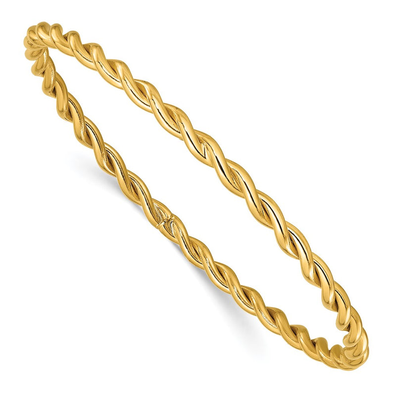 14K Yellow Gold Polished Twist Slip On Bangle
