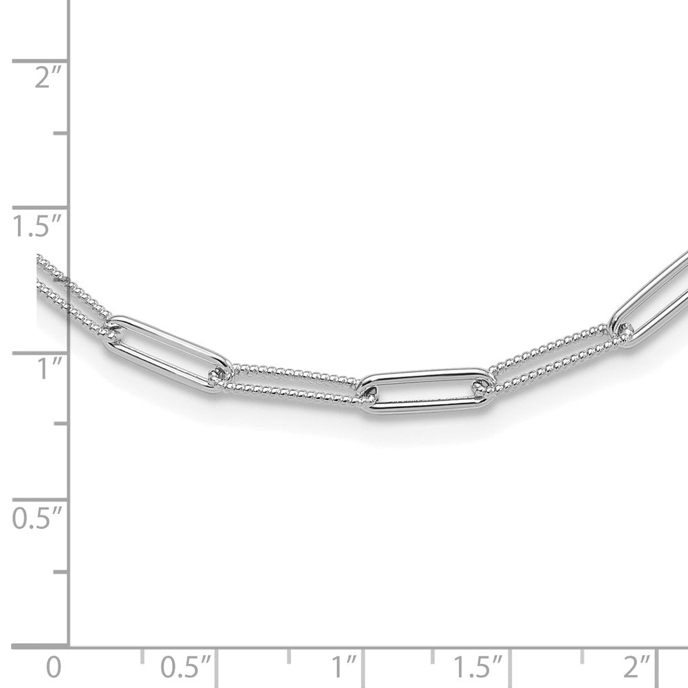 14K White Gold Polished / Textured Paperclip Link Necklace