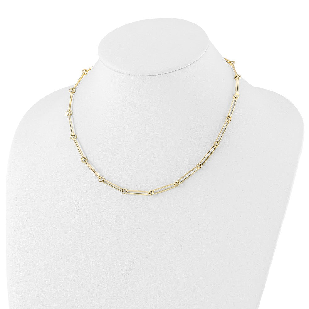 14K Yellow Gold Polished Hollow Paperclip Link Chain Necklace