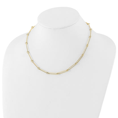 14K Yellow Gold Polished Hollow Paperclip Link Chain Necklace