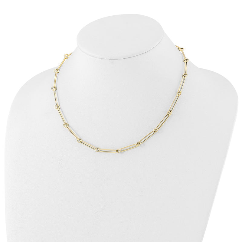 14K Yellow Gold Polished Hollow Paperclip Link Chain Necklace