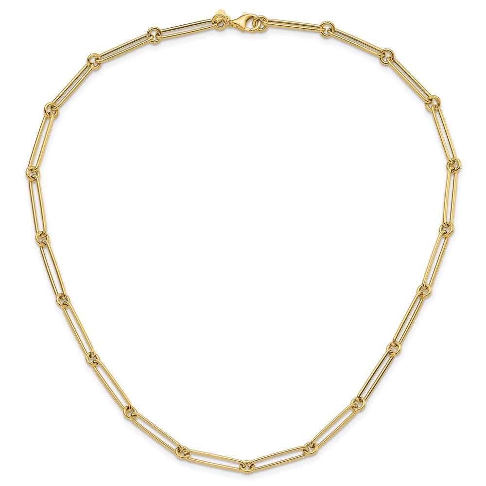 14K Yellow Gold Polished Hollow Paperclip Link Chain Necklace