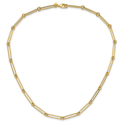 14K Yellow Gold Polished Hollow Paperclip Link Chain Necklace