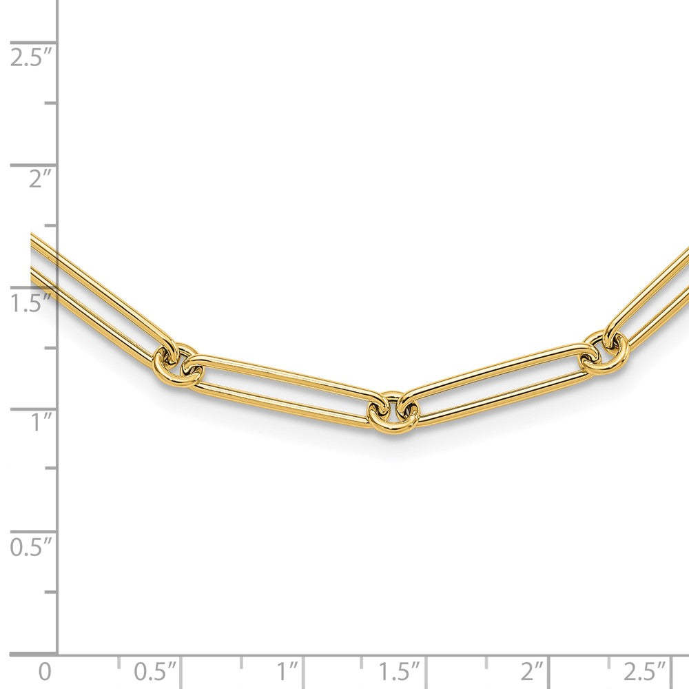14K Yellow Gold Polished Hollow Paperclip Link Chain Necklace