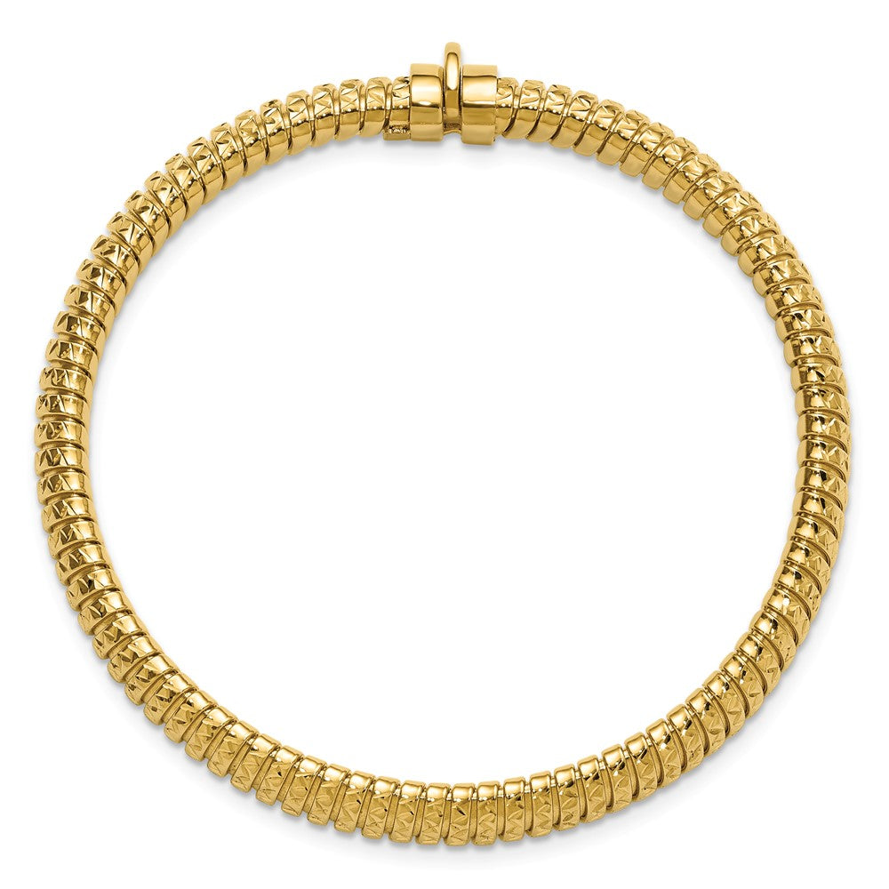14K Yellow Gold Polished And Diamond Cut Domed Bracelet