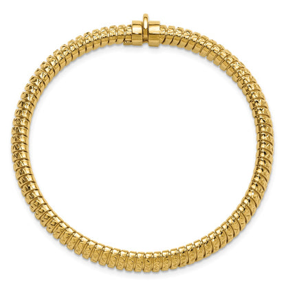 14K Yellow Gold Polished And Diamond Cut Domed Bracelet