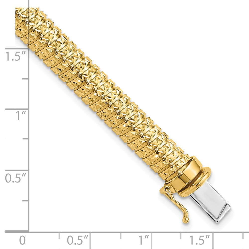 14K Yellow Gold Polished And Diamond Cut Domed Bracelet