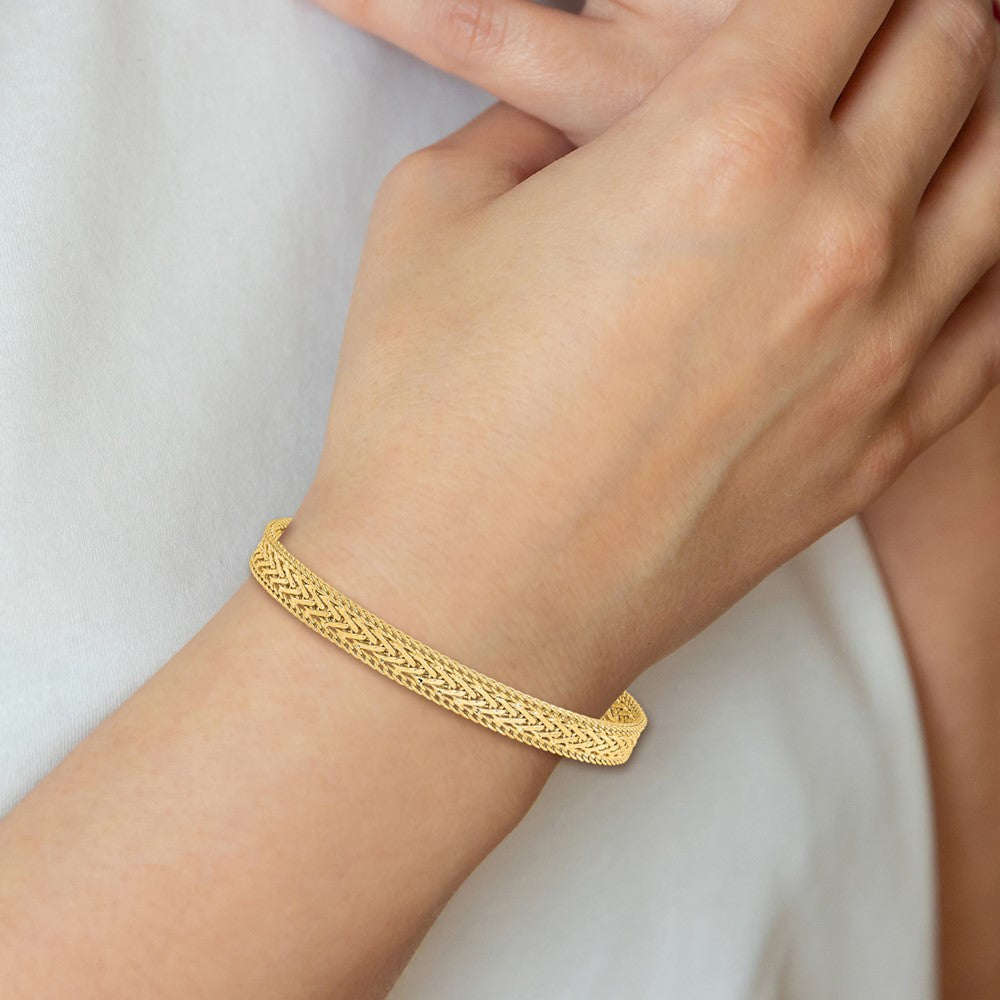 14K Yellow Gold Polished And Textured Braided Bracelet