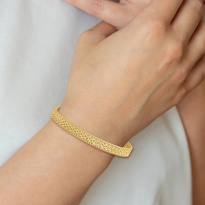 14K Yellow Gold Polished And Textured Braided Bracelet