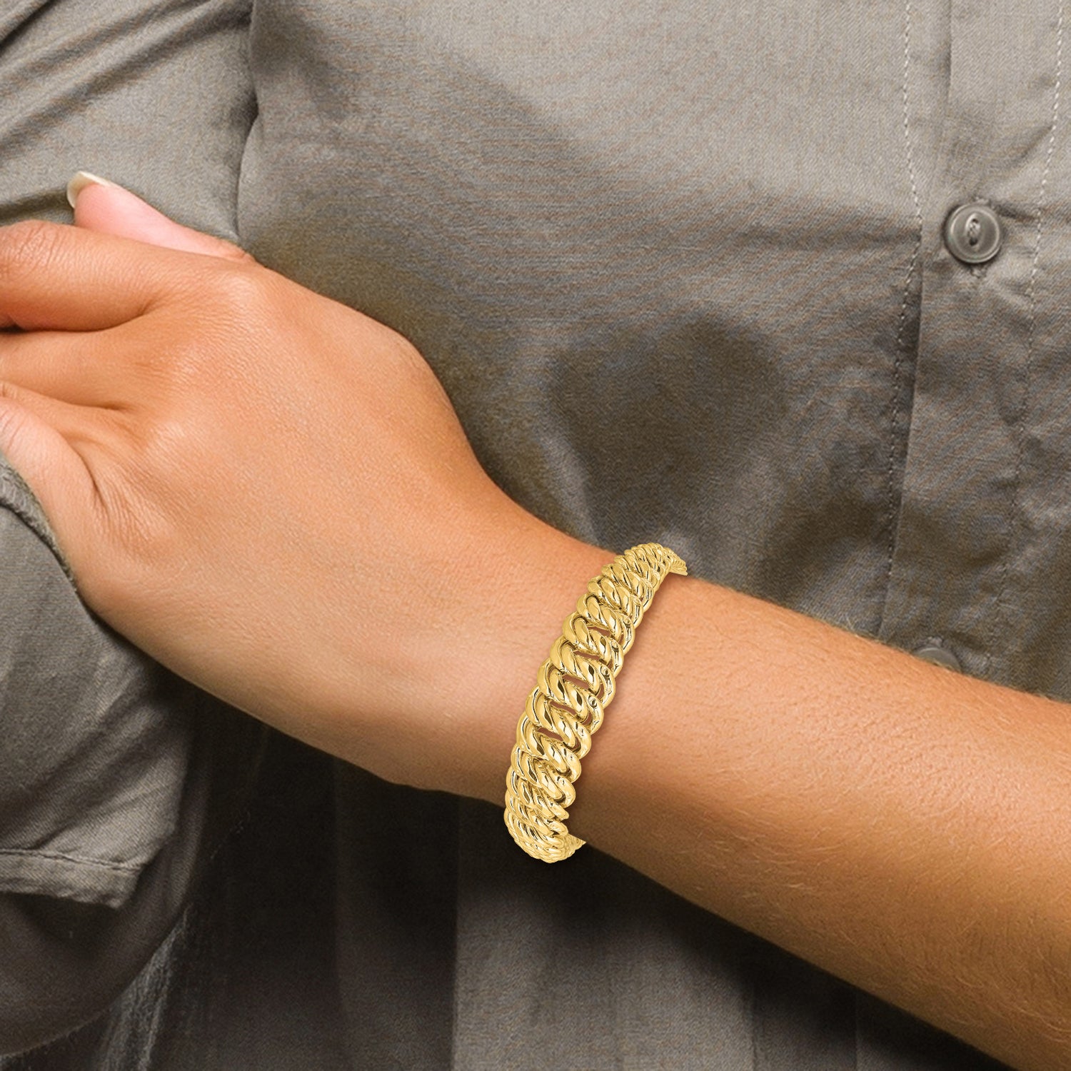 14K Yellow Gold Polished Fancy Link Bracelet