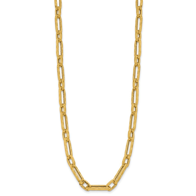 14K Yellow Gold Polished And Textured Fancy Link Necklace