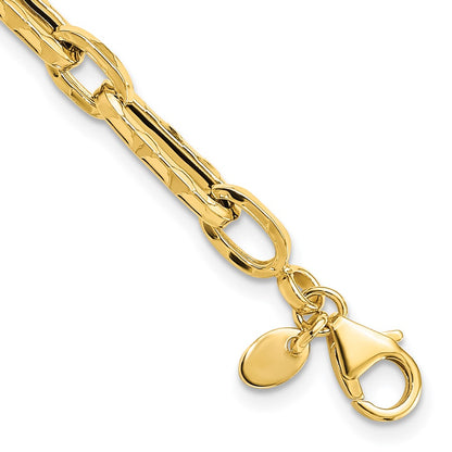14K Yellow Gold Polished And Textured Fancy Link Necklace
