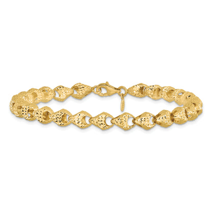 14K Yellow Gold Diamond Cut Fancy Link Bracelet