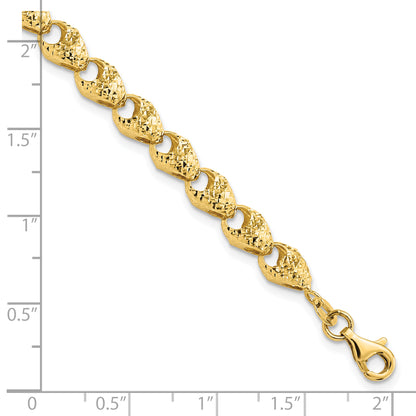14K Yellow Gold Diamond Cut Fancy Link Bracelet