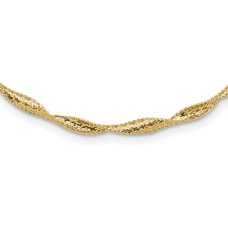 14K Yellow Gold Polished Twisted Stretch Necklace
