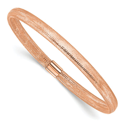 14K Yellow Gold With Rose Plating Polished Stretch Bracelet