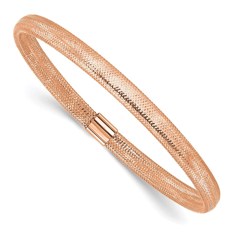 14K Yellow Gold With Rose Plating Polished Stretch Bracelet