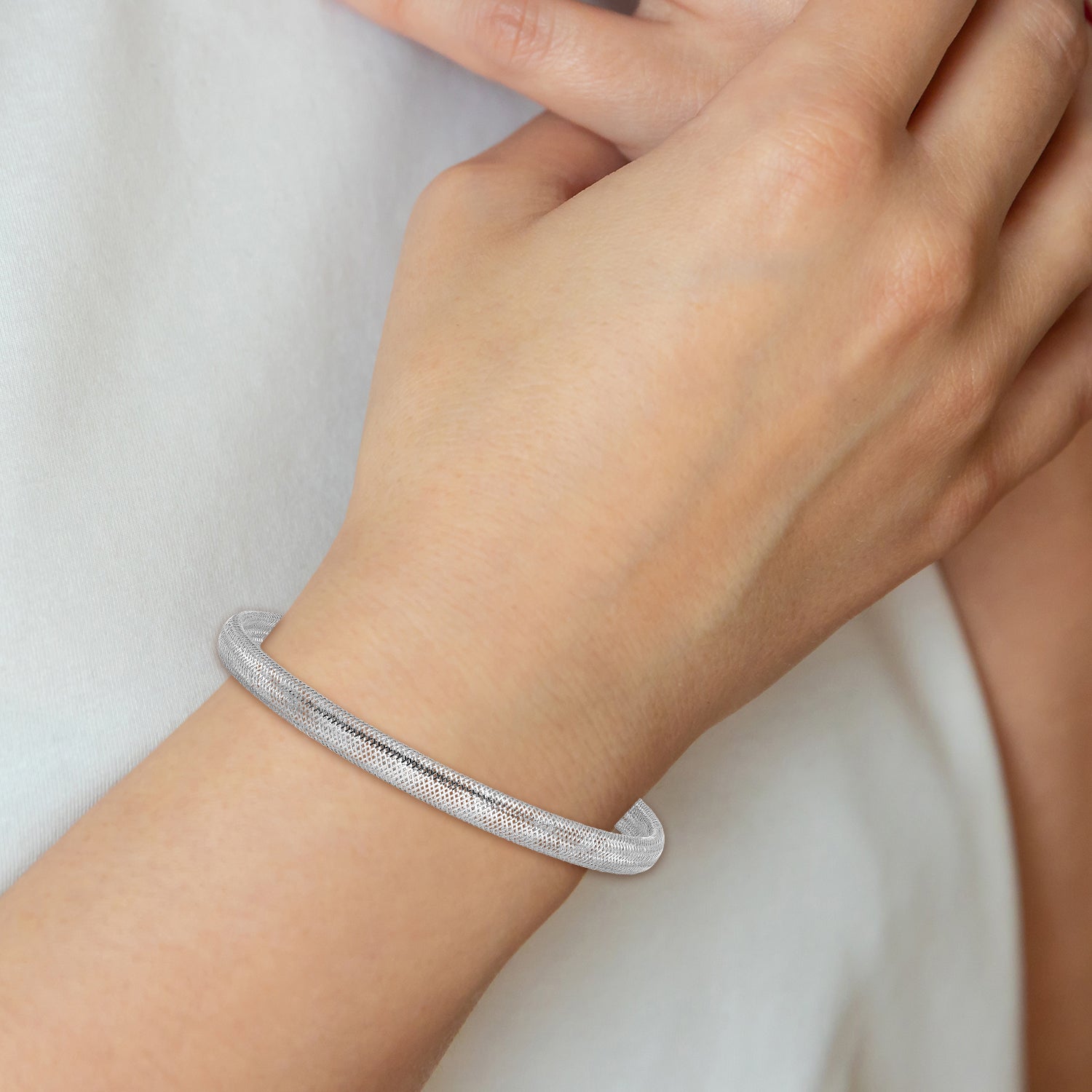 14K Yellow & Rhodium With White Plating Polished Stretch Bracelet