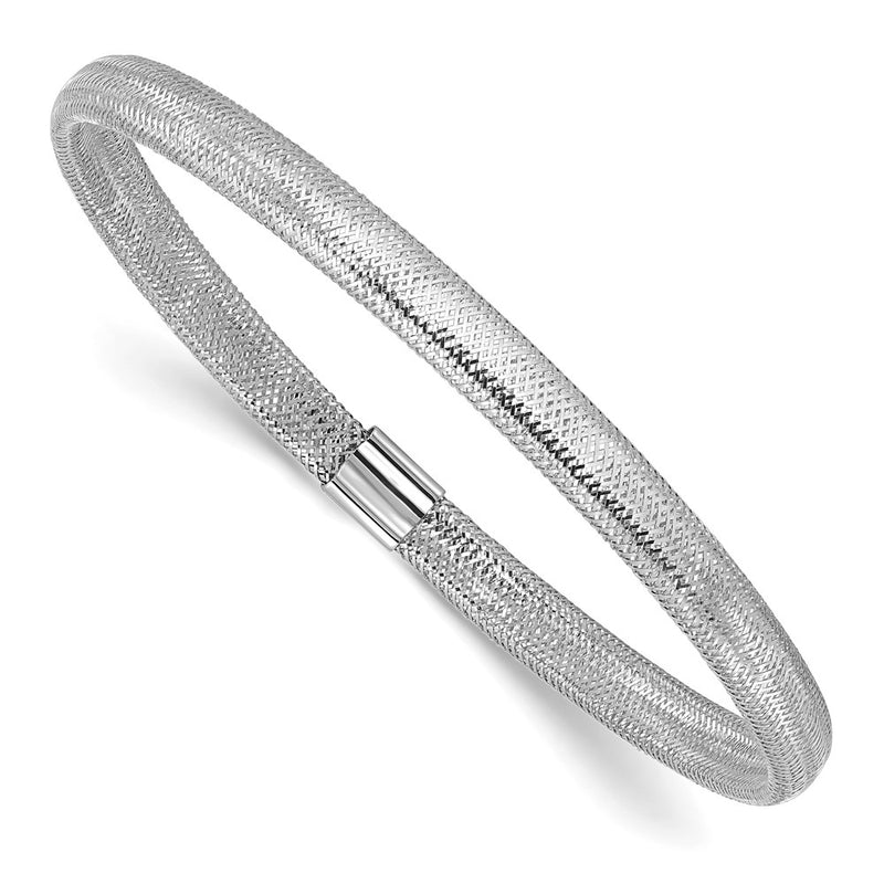 14K Yellow & Rhodium With White Plating Polished Stretch Bracelet