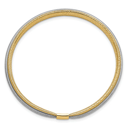 14K Yellow & Rhodium Polished Mesh Stretch Bracelet