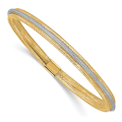 14K Yellow & Rhodium Polished Mesh Stretch Bracelet