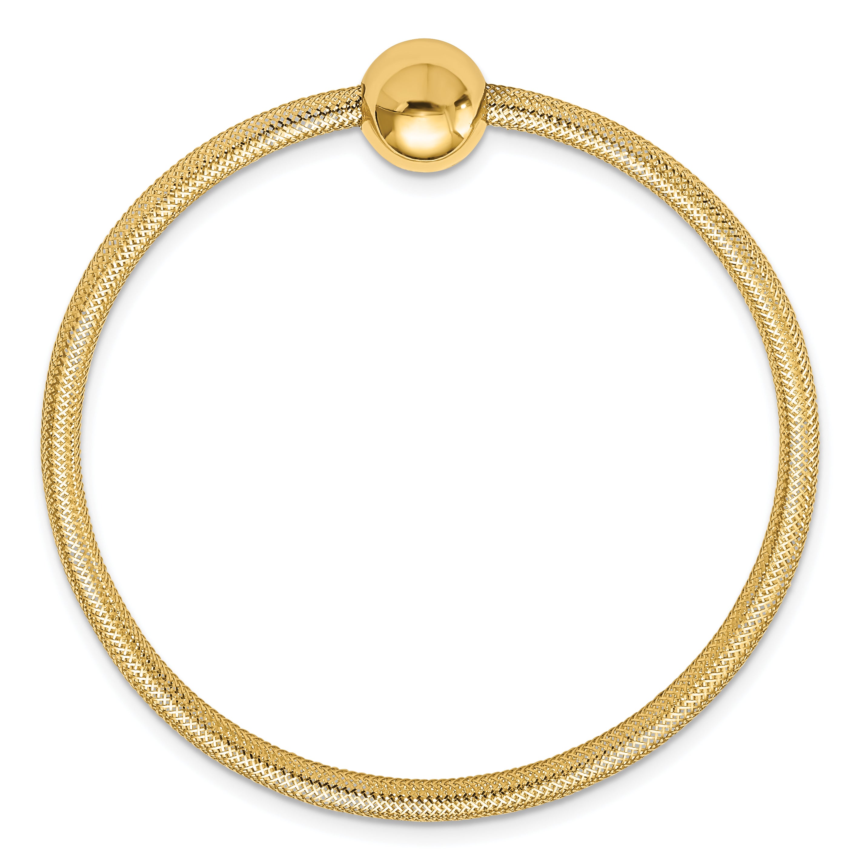 14K Yellow Gold Polished With Bead Stretch Bracelet
