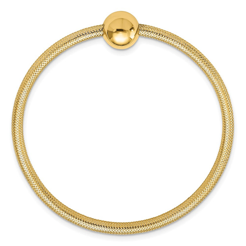 14K Yellow Gold Polished With Bead Stretch Bracelet