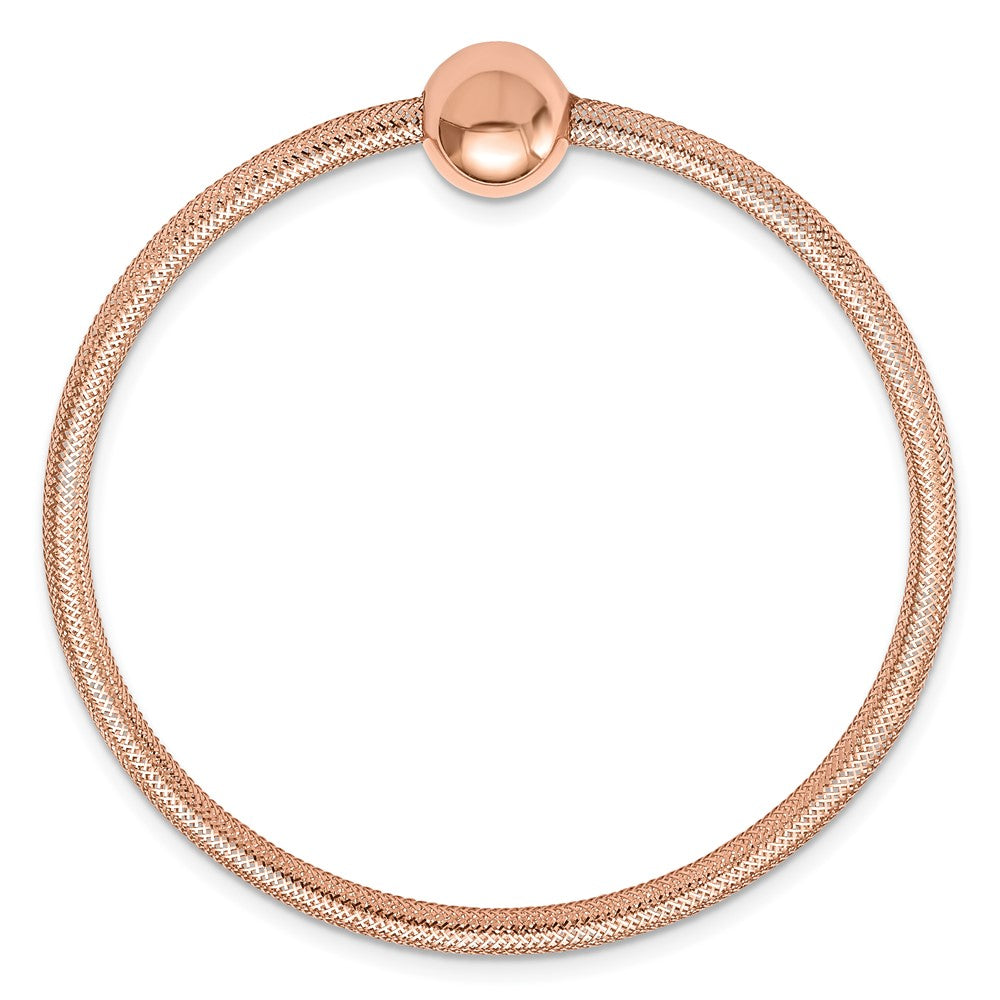 14K Yellow Gold Rose Plating Polished With Bead Stretch Bracelet