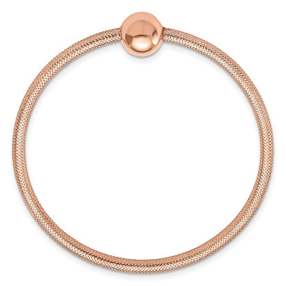 14K Yellow Gold Rose Plating Polished With Bead Stretch Bracelet