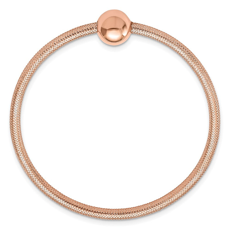 14K Yellow Gold Rose Plating Polished With Bead Stretch Bracelet