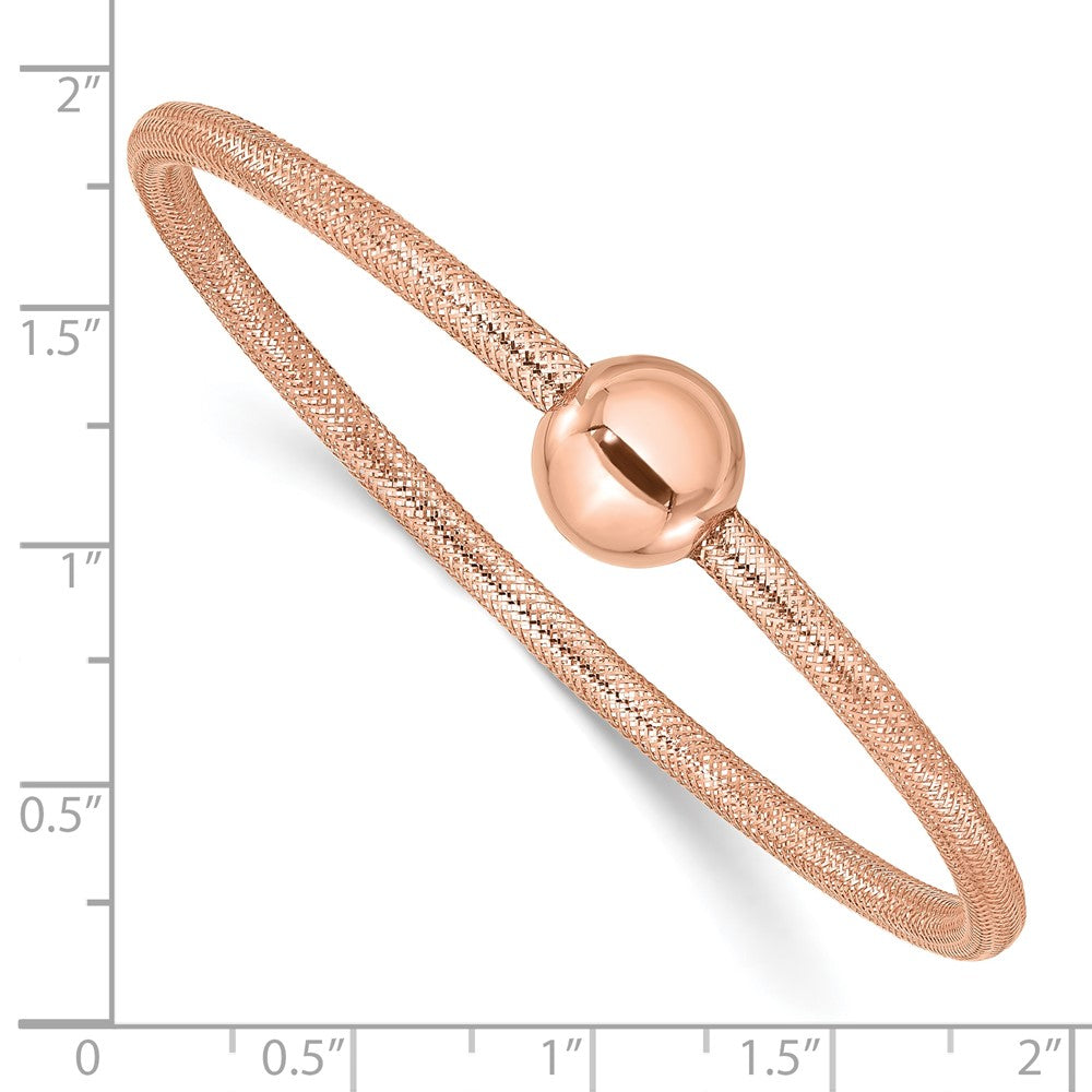14K Yellow Gold Rose Plating Polished With Bead Stretch Bracelet