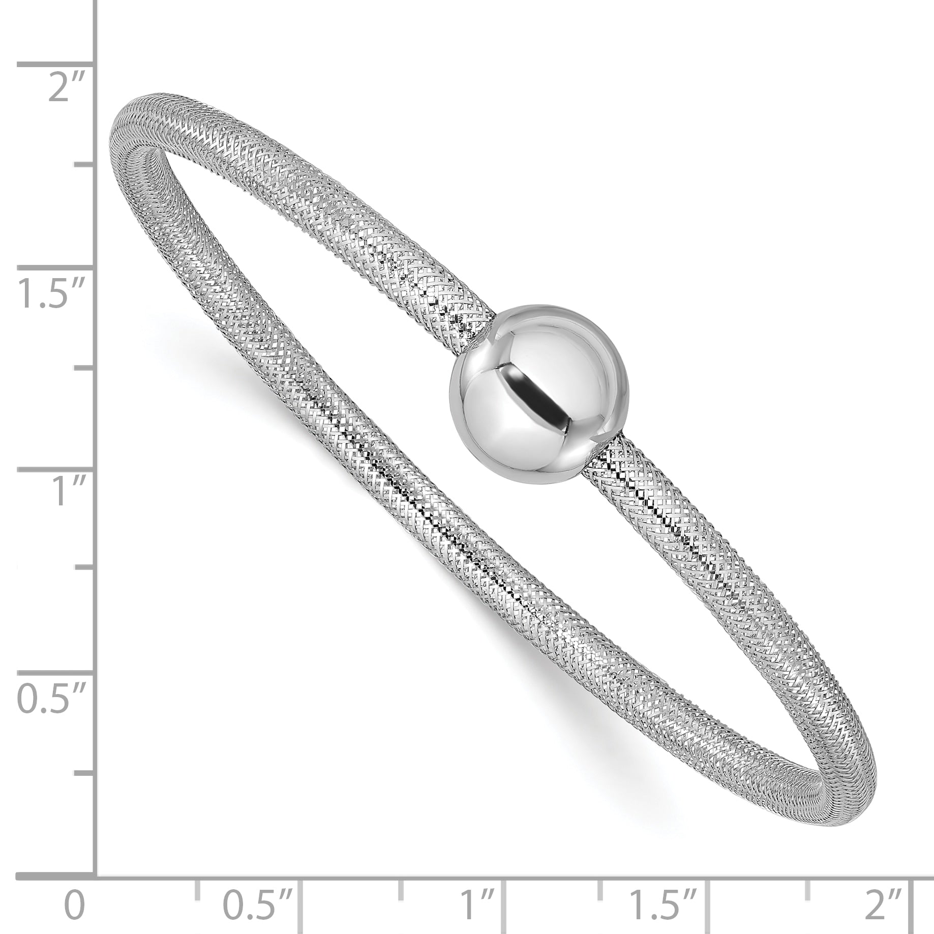 14K Yellow & Rhodium White Rh Plating Polished With Bead Stretch Bracelet