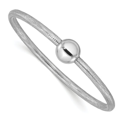 14K Yellow & Rhodium White Rh Plating Polished With Bead Stretch Bracelet