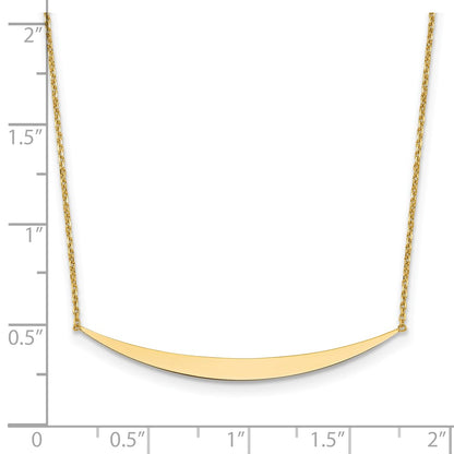 14K Yellow Gold Polished Curved Bar With 2In. Ext. Necklace